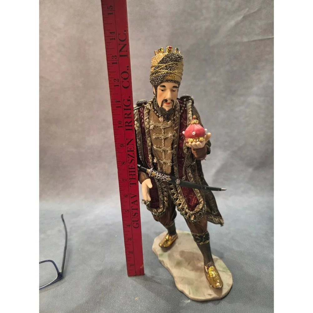 Member's Mark Wise Man Nativity Figurine Burgundy Gold Fabric 13 inch King